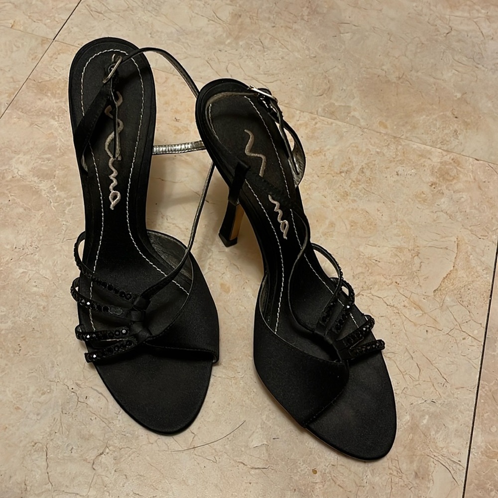 Nina Rhinestone strappy heels size 9, EUR 39 Black